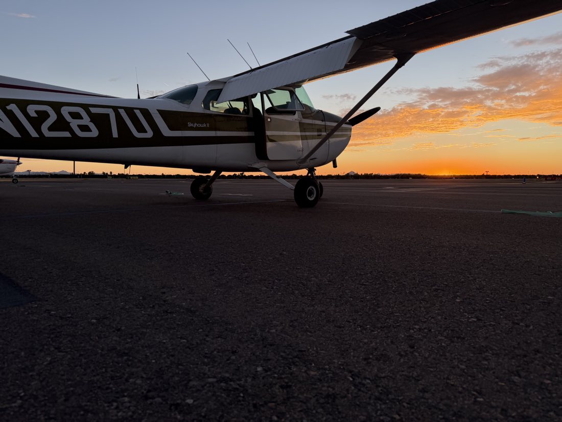 N1287U at sunset with the cabin door open